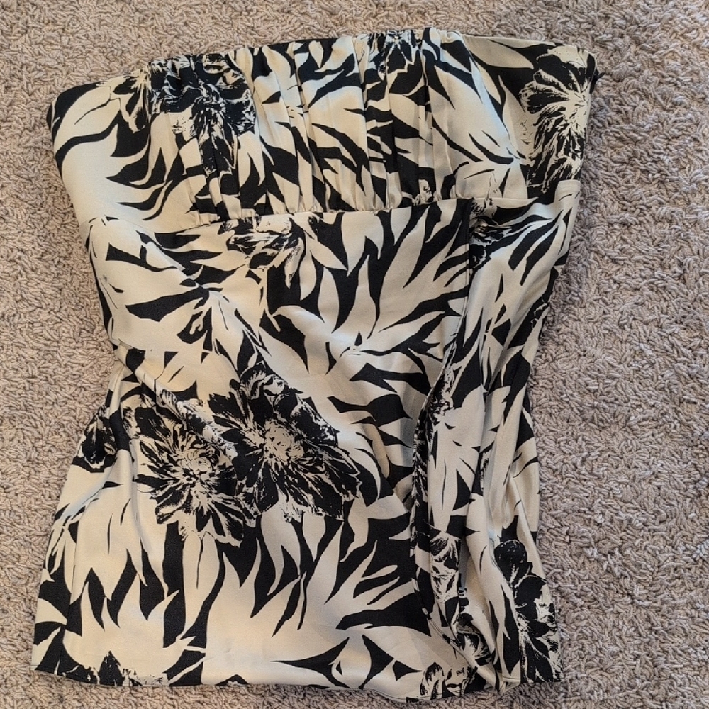 Ann Taylor Black and Cream Bustier Sleeveless Top